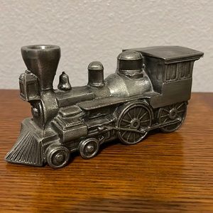 Silver Train Pewter Metal Bank paperweight Made in USA